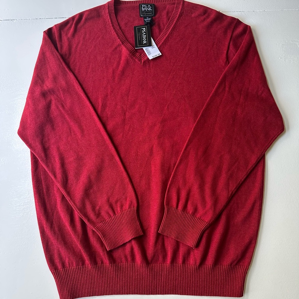 NWT.Jos. A. Bank Signature Red V-Neck Sweater XXL